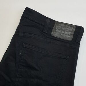Levis 513 Slim Straight Jeans Mens 38x32(31"L) Black Denim Stretch Dark Wash